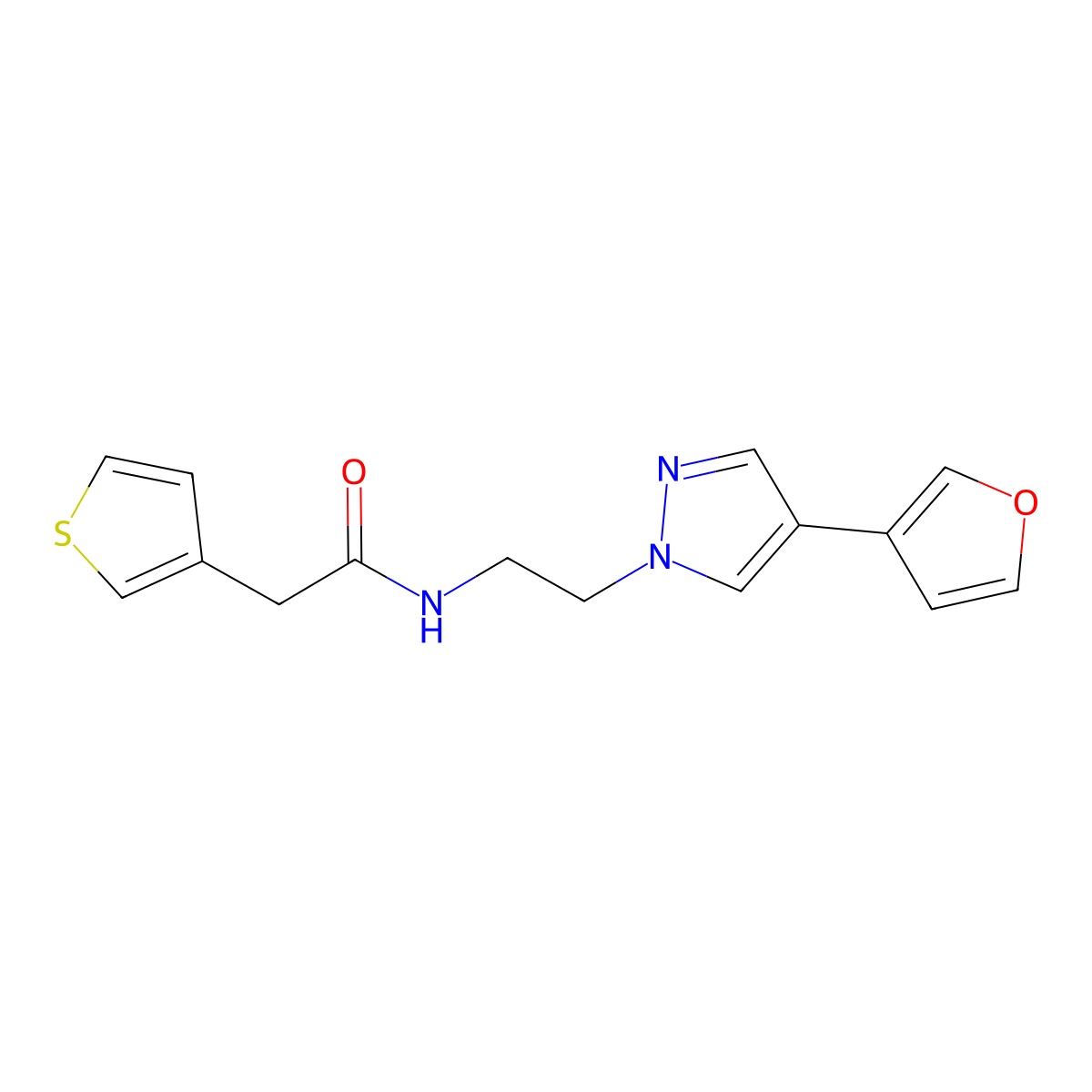 N-(2-(4-(furan-3-yl)-1H-pyrazol-1-yl)ethyl)-2-(thiophen-3-yl)acetamide molecular structure, CAS 2034354-56-6