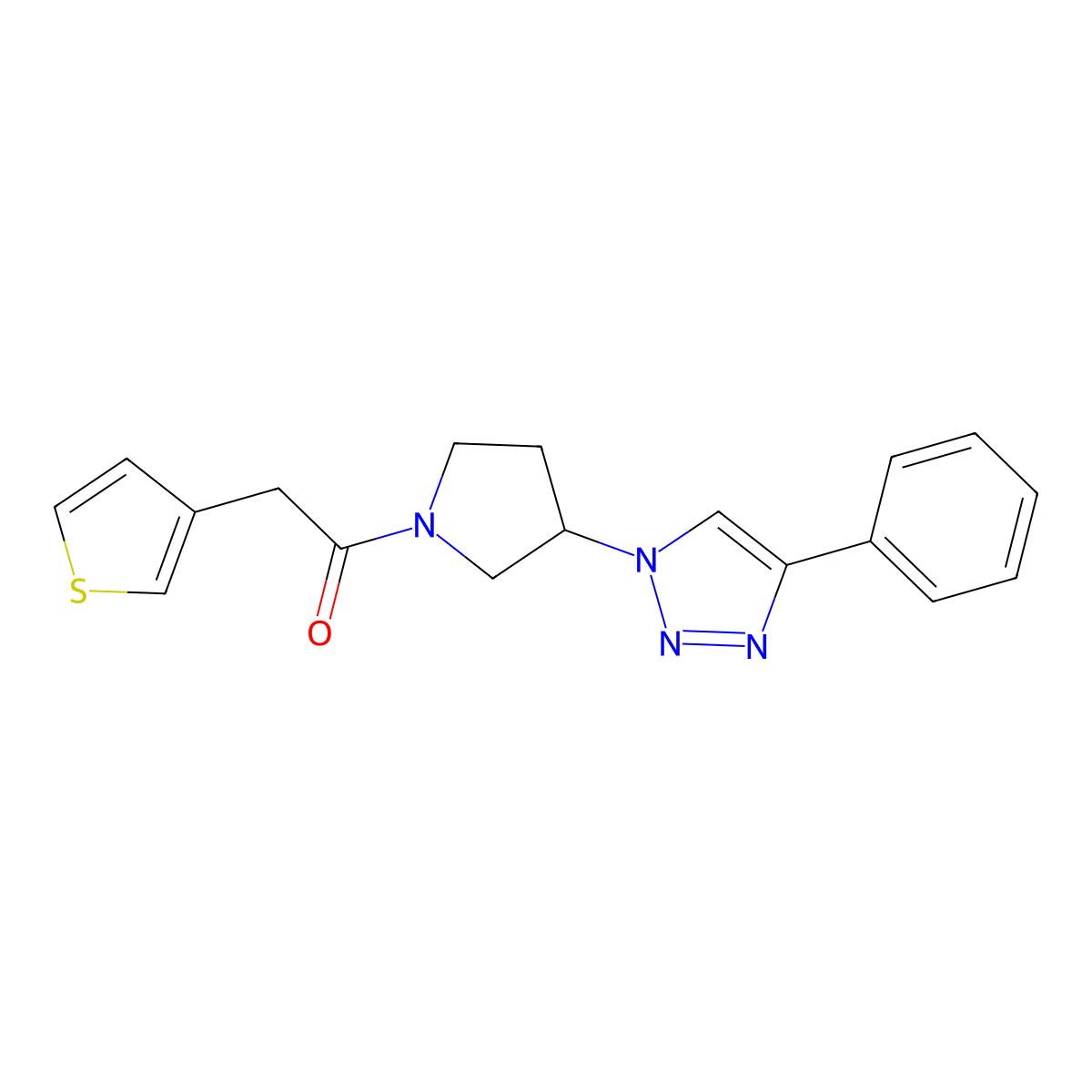 1-(3-(4-phenyl-1H-1,2,3-triazol-1-yl)pyrrolidin-1-yl)-2-(thiophen-3-yl)ethanone molecular structure, CAS 2034354-57-7