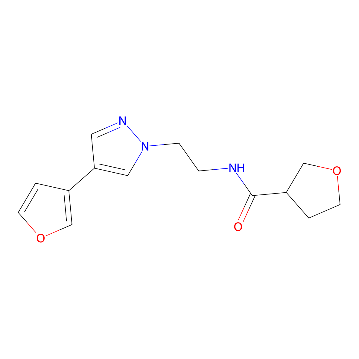 N-(2-(4-(furan-3-yl)-1H-pyrazol-1-yl)ethyl)tetrahydrofuran-3-carboxamide molecular structure, CAS 2034354-61-3