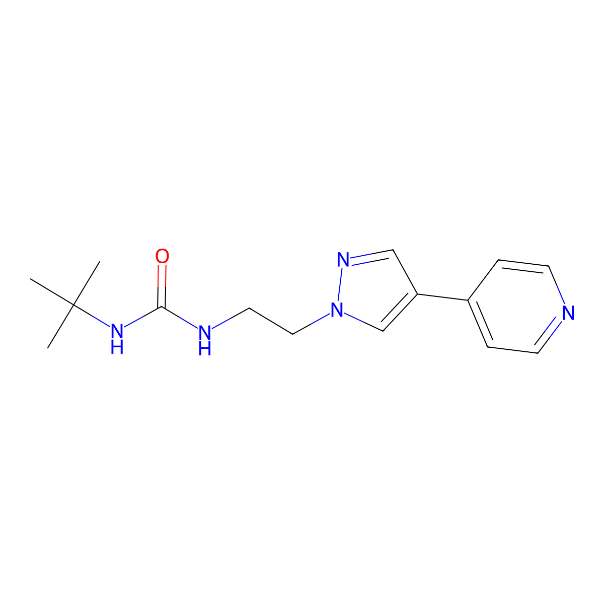 3-tert-butyl-1-{2-[4-(pyridin-4-yl)-1H-pyrazol-1-yl]ethyl}urea molecular structure, CAS 2034354-62-4