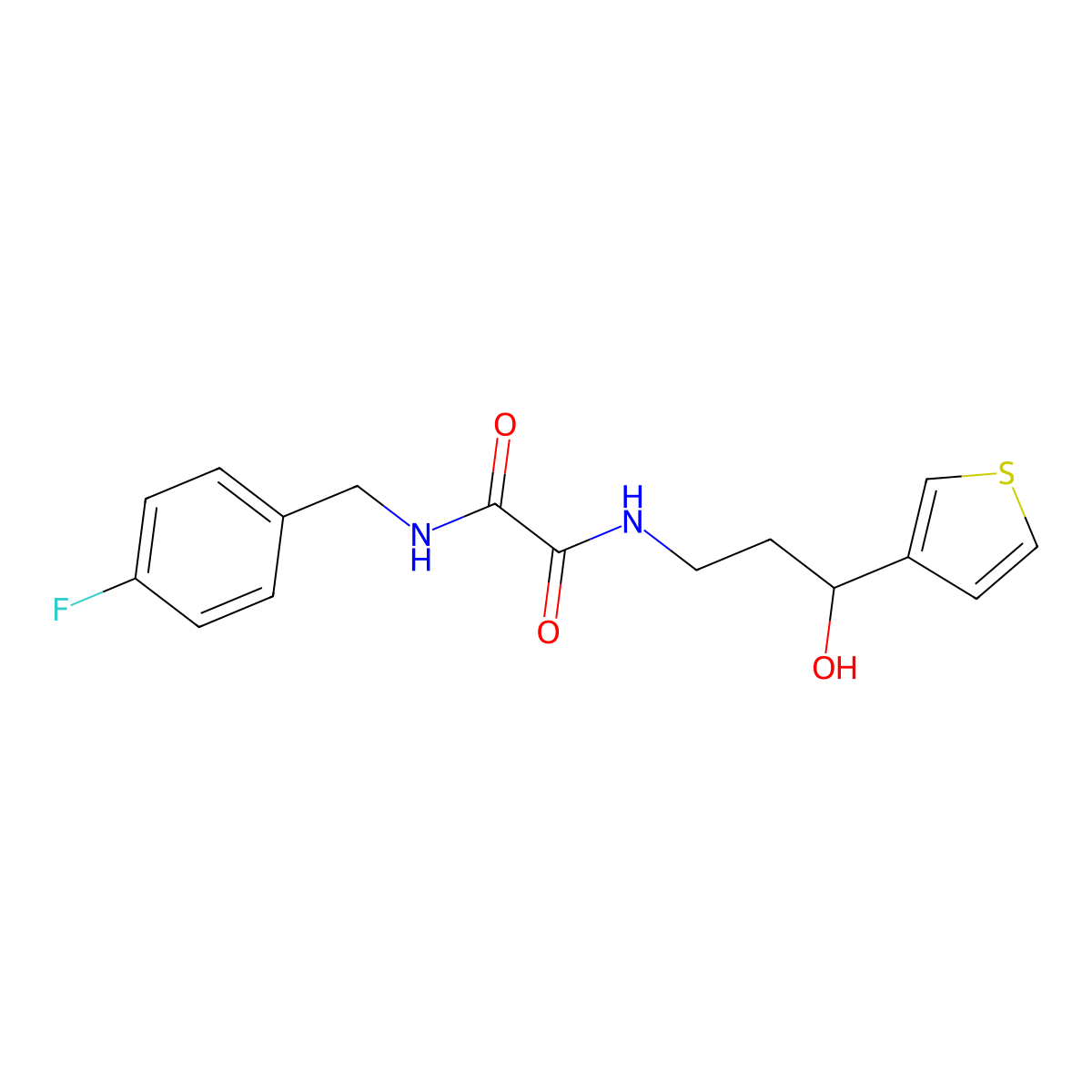 N1-(4-fluorobenzyl)-N2-(3-hydroxy-3-(thiophen-3-yl)propyl)oxalamide molecular structure, CAS 2034354-69-1