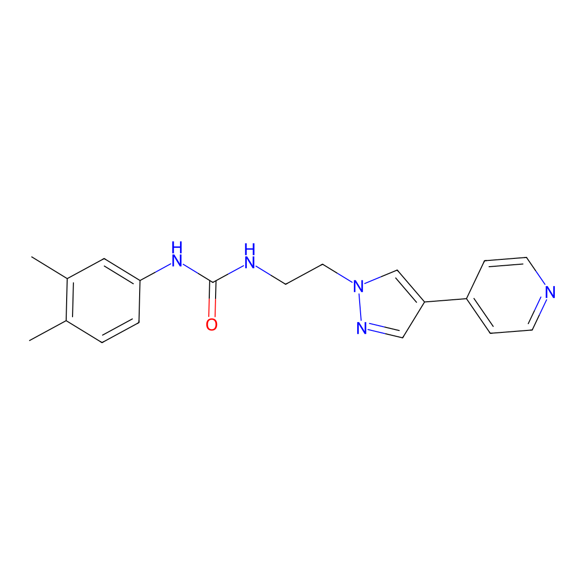 1-(3,4-dimethylphenyl)-3-{2-[4-(pyridin-4-yl)-1H-pyrazol-1-yl]ethyl}urea molecular structure, CAS 2034354-71-5