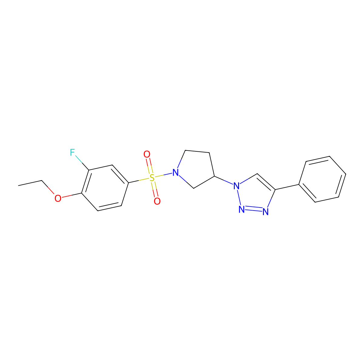 1-(1-((4-ethoxy-3-fluorophenyl)sulfonyl)pyrrolidin-3-yl)-4-phenyl-1H-1,2,3-triazole molecular structure, CAS 2034354-76-0