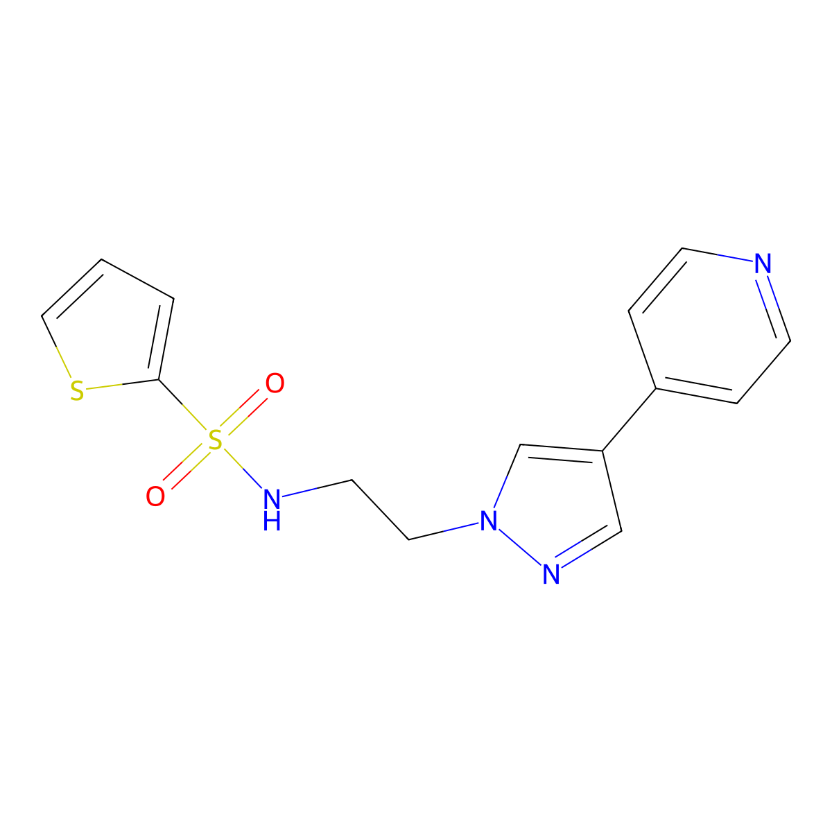 N-{2-[4-(pyridin-4-yl)-1H-pyrazol-1-yl]ethyl}thiophene-2-sulfonamide molecular structure, CAS 2034354-78-2