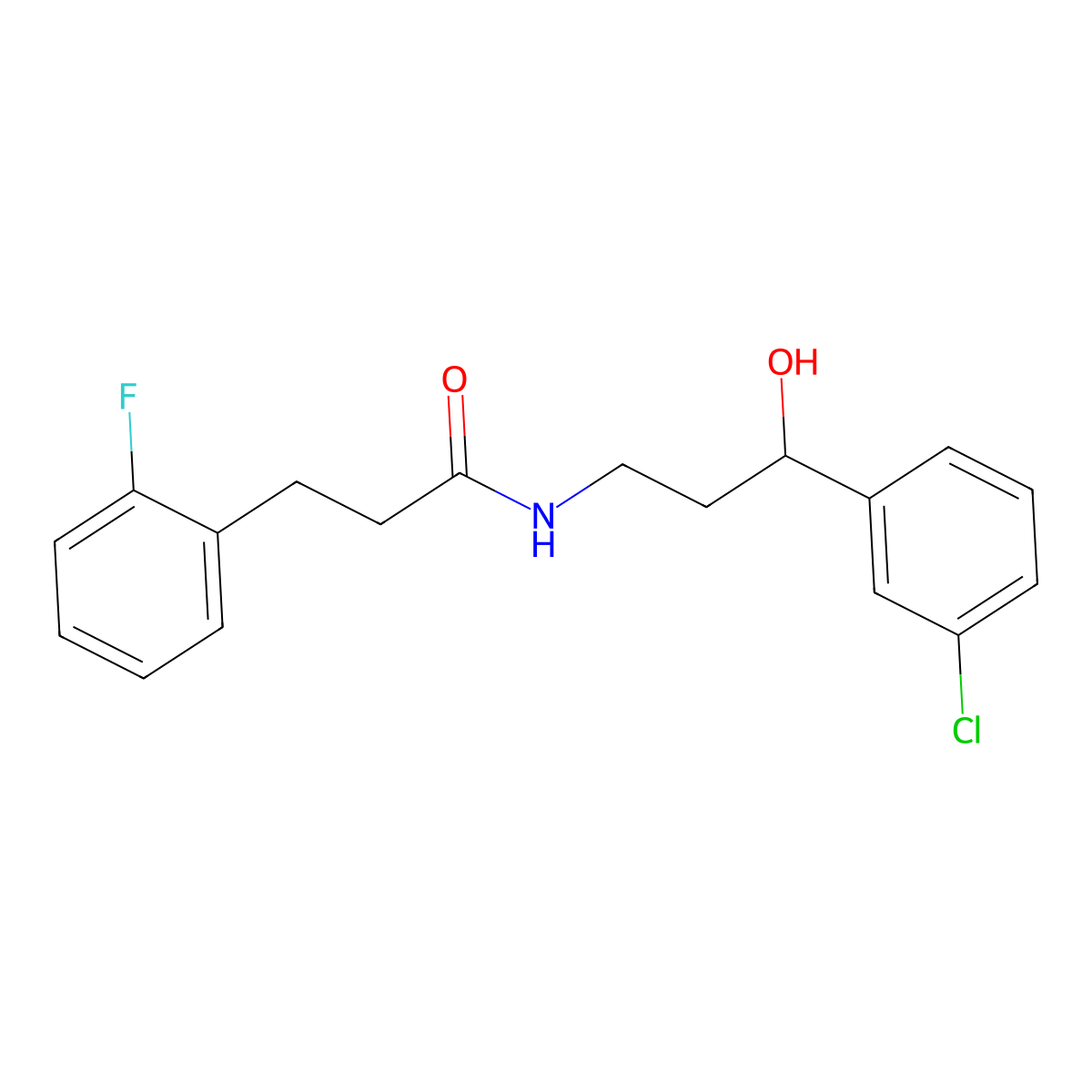 N-[3-(3-chlorophenyl)-3-hydroxypropyl]-3-(2-fluorophenyl)propanamide molecular structure, CAS 2034354-80-6