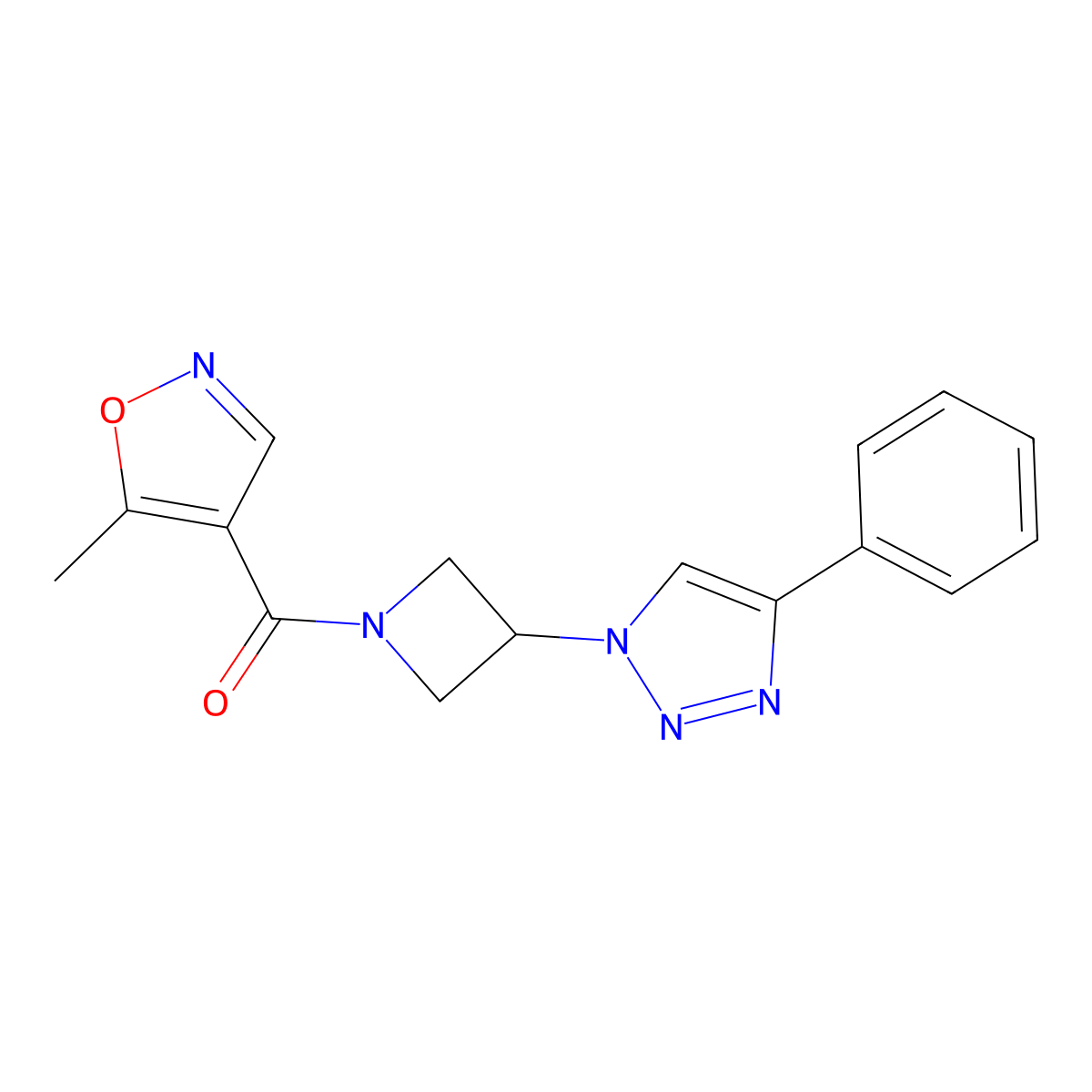(5-methylisoxazol-4-yl)(3-(4-phenyl-1H-1,2,3-triazol-1-yl)azetidin-1-yl)methanone molecular structure, CAS 2034354-82-8