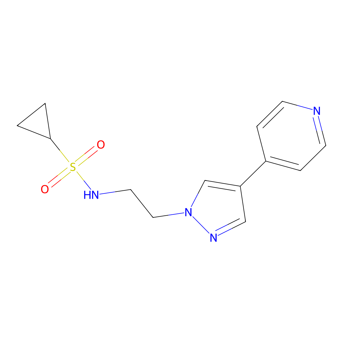 N-{2-[4-(pyridin-4-yl)-1H-pyrazol-1-yl]ethyl}cyclopropanesulfonamide molecular structure, CAS 2034354-86-2