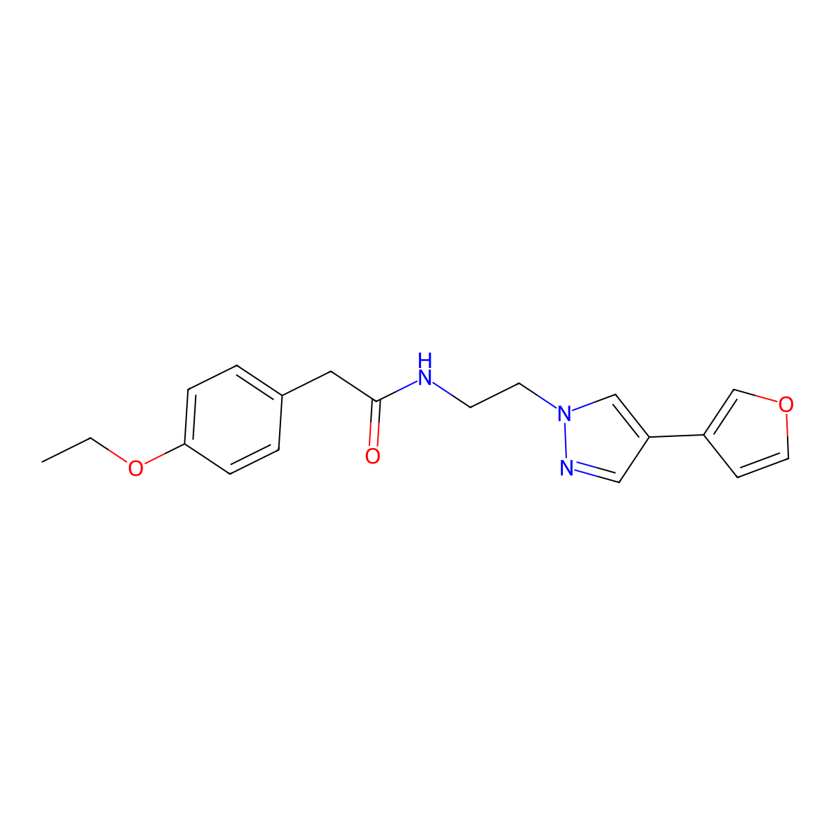 2-(4-ethoxyphenyl)-N-{2-[4-(furan-3-yl)-1H-pyrazol-1-yl]ethyl}acetamide molecular structure, CAS 2034354-88-4