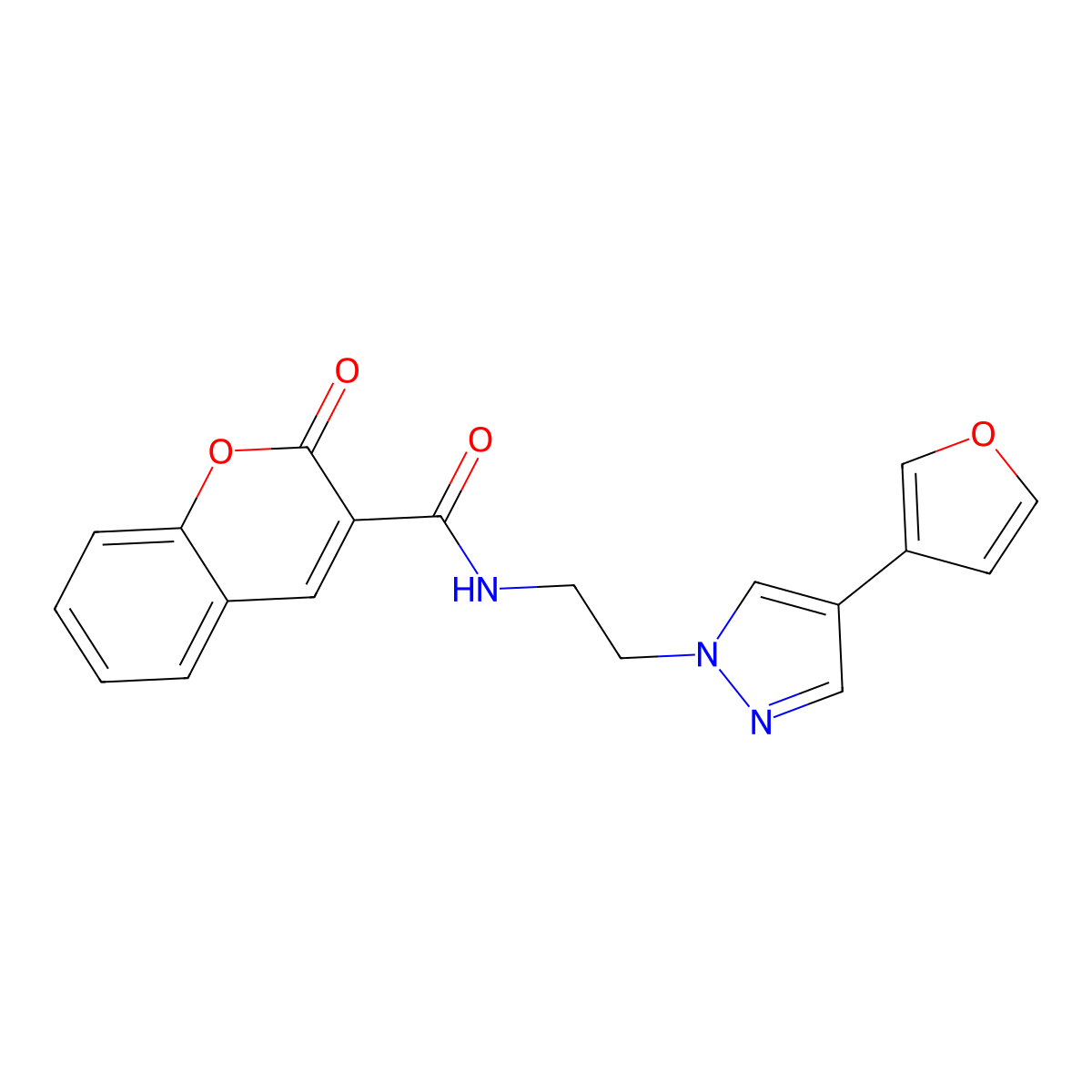 N-(2-(4-(furan-3-yl)-1H-pyrazol-1-yl)ethyl)-2-oxo-2H-chromene-3-carboxamide molecular structure, CAS 2034354-91-9