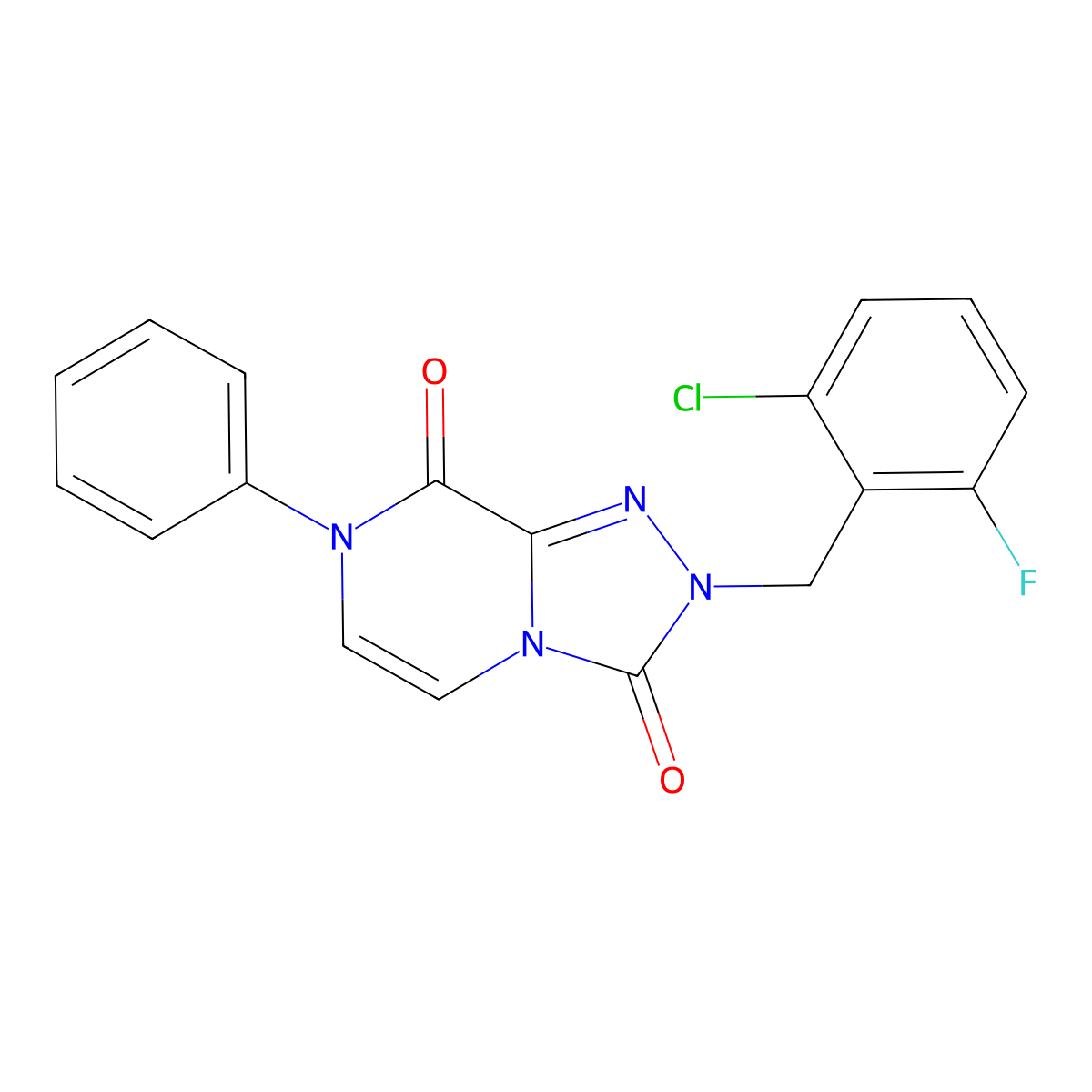 2-(2-chloro-6-fluorobenzyl)-7-phenyl-[1,2,4]triazolo[4,3-a]pyrazine-3,8(2H,7H)-dione molecular structure, CAS 2034354-95-3