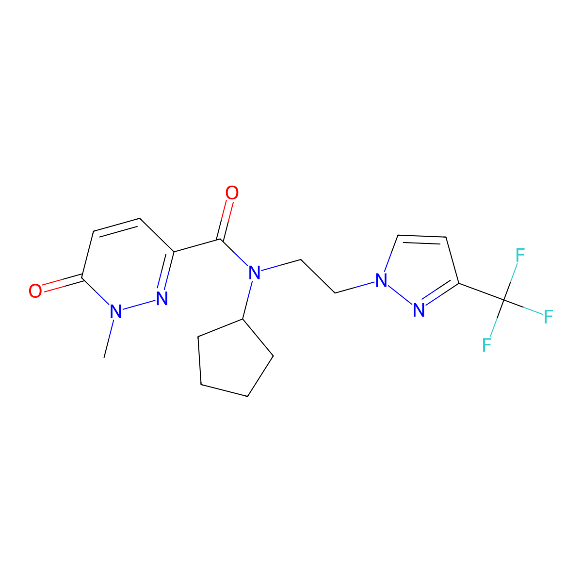 N-cyclopentyl-1-methyl-6-oxo-N-{2-[3-(trifluoromethyl)-1H-pyrazol-1-yl]ethyl}-1,6-dihydropyridazine-3-carboxamide molecular structure, CAS 2034354-97-5