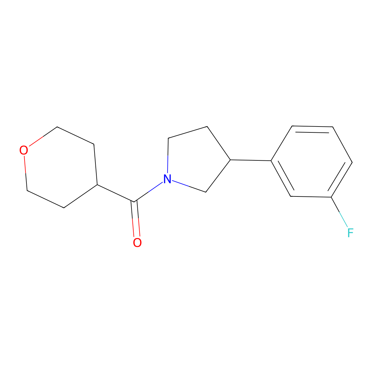 (3-(3-fluorophenyl)pyrrolidin-1-yl)(tetrahydro-2H-pyran-4-yl)methanone molecular structure, CAS 2034354-98-6