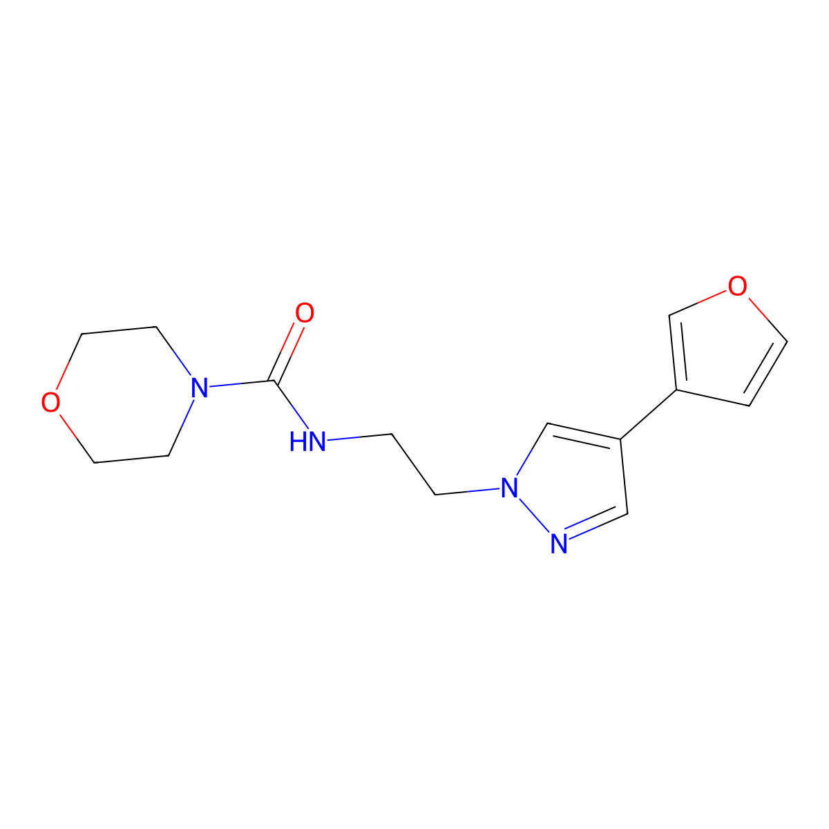 N-(2-(4-(furan-3-yl)-1H-pyrazol-1-yl)ethyl)morpholine-4-carboxamide molecular structure, CAS 2034354-99-7