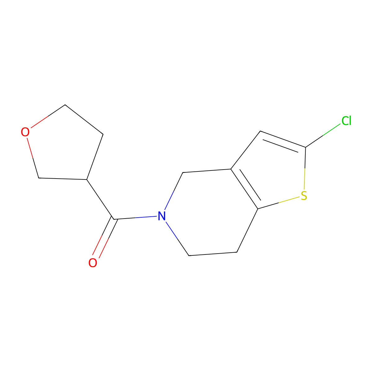 2-chloro-5-(oxolane-3-carbonyl)-4H,5H,6H,7H-thieno[3,2-c]pyridine molecular structure, CAS 2034355-07-0
