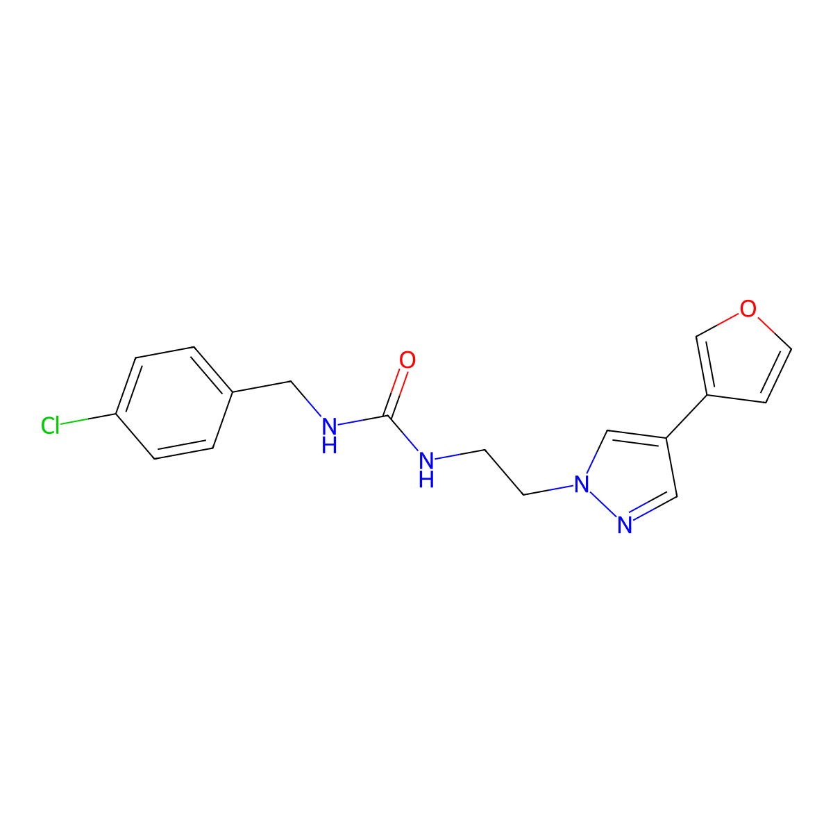 1-(4-chlorobenzyl)-3-(2-(4-(furan-3-yl)-1H-pyrazol-1-yl)ethyl)urea molecular structure, CAS 2034355-12-7