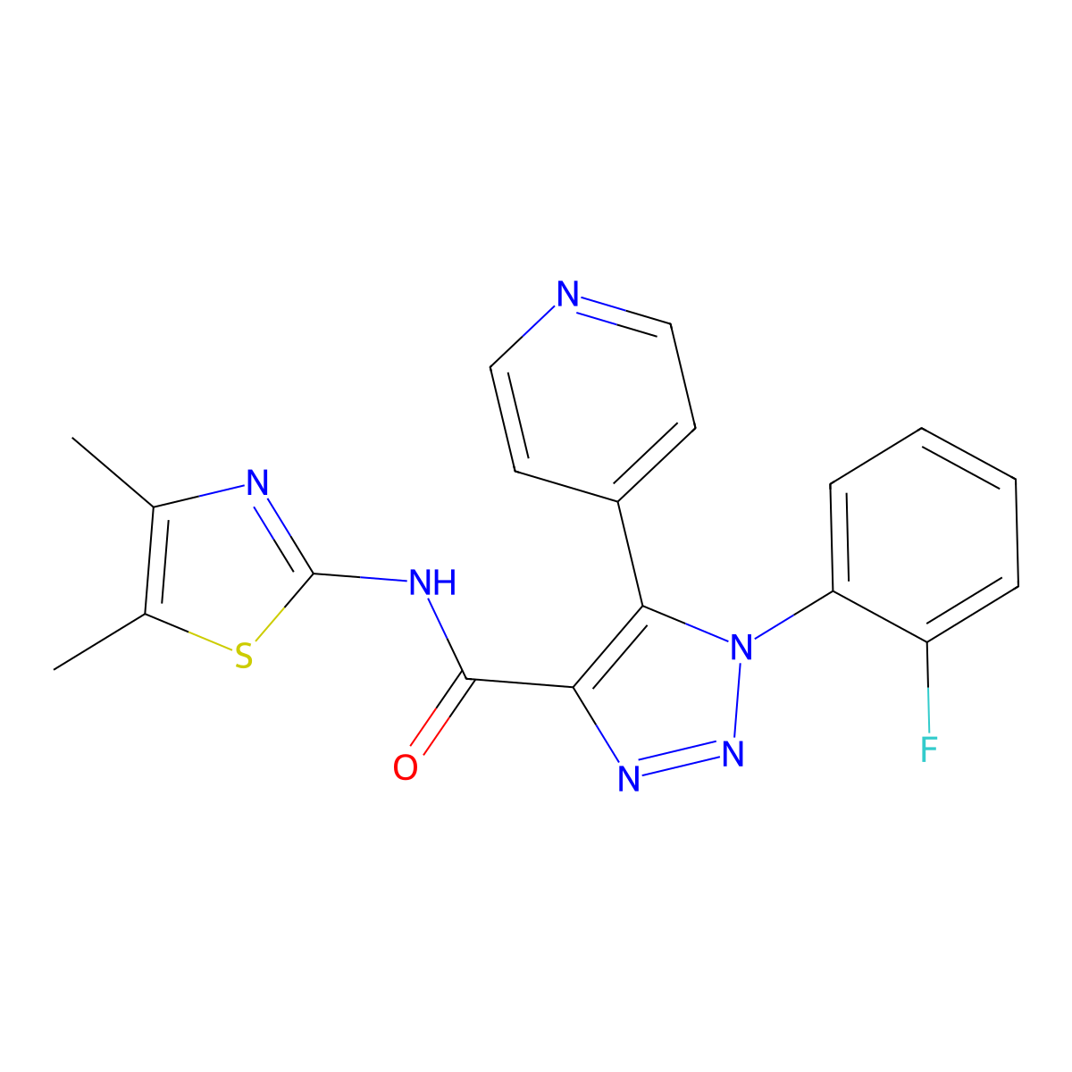 N-(4,5-dimethylthiazol-2-yl)-1-(2-fluorophenyl)-5-(pyridin-4-yl)-1H-1,2,3-triazole-4-carboxamide molecular structure, CAS 2034355-22-9