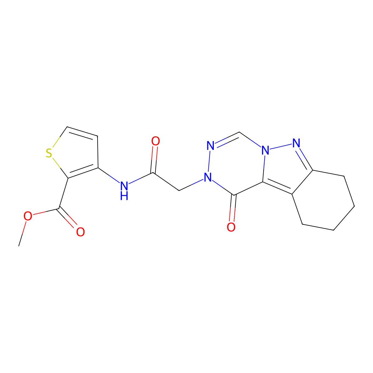 methyl 3-(2-(1-oxo-7,8,9,10-tetrahydro-[1,2,4]triazino[4,5-b]indazol-2(1H)-yl)acetamido)thiophene-2-carboxylate molecular structure, CAS 2034355-24-1