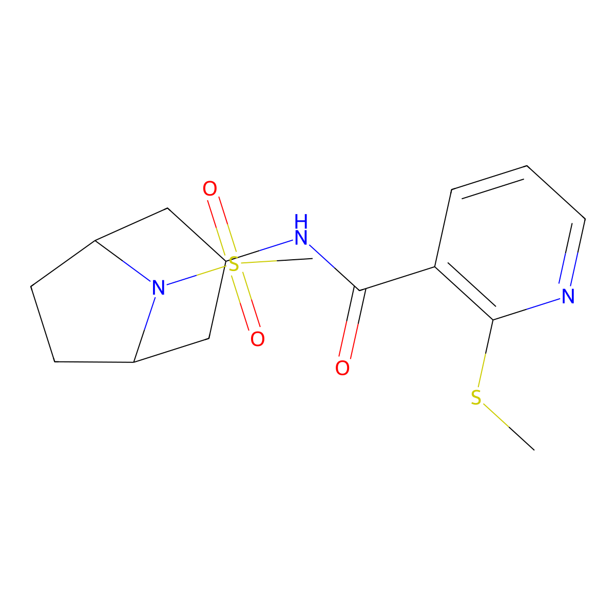 N-(8-(methylsulfonyl)-8-azabicyclo[3.2.1]octan-3-yl)-2-(methylthio)nicotinamide molecular structure, CAS 2034355-30-9