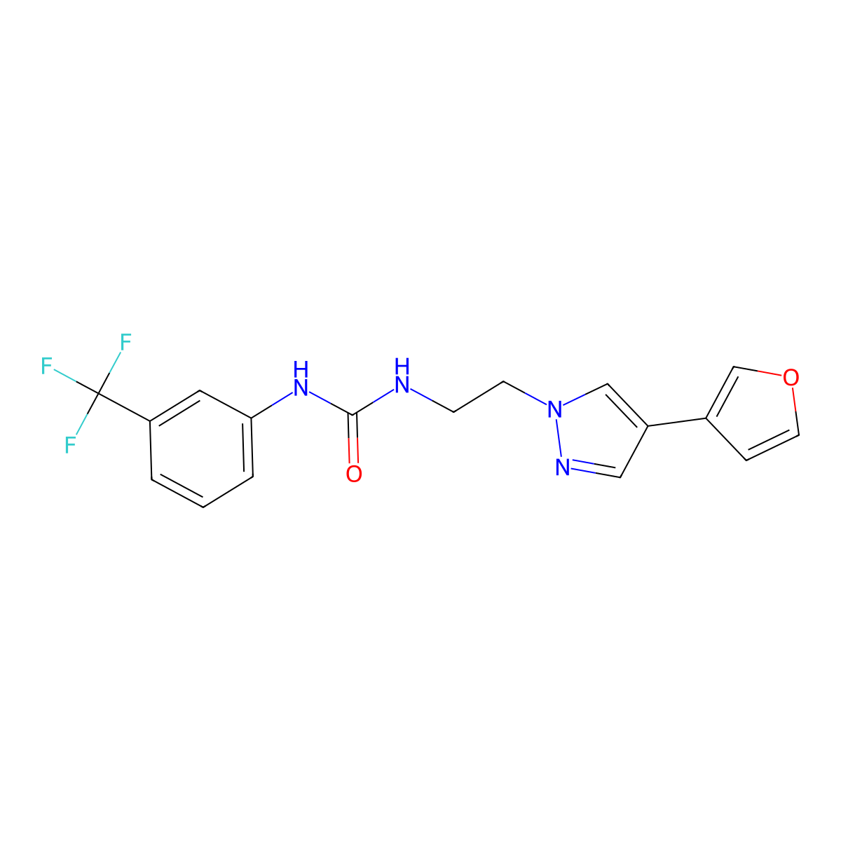 1-(2-(4-(furan-3-yl)-1H-pyrazol-1-yl)ethyl)-3-(3-(trifluoromethyl)phenyl)urea molecular structure, CAS 2034355-33-2