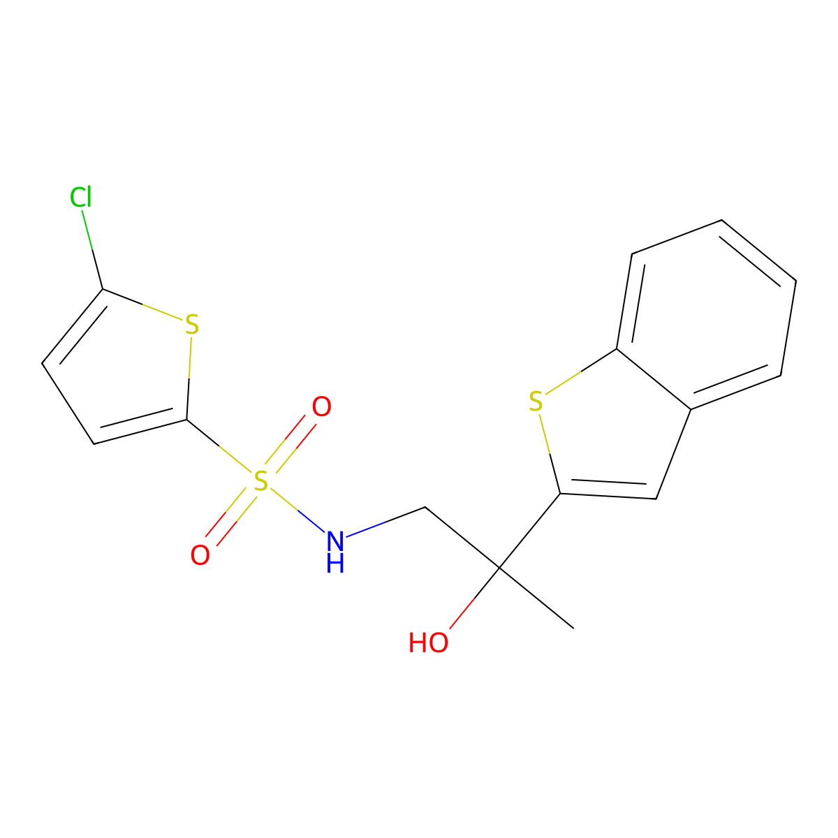N-(2-(benzo[b]thiophen-2-yl)-2-hydroxypropyl)-5-chlorothiophene-2-sulfonamide molecular structure, CAS 2034355-43-4