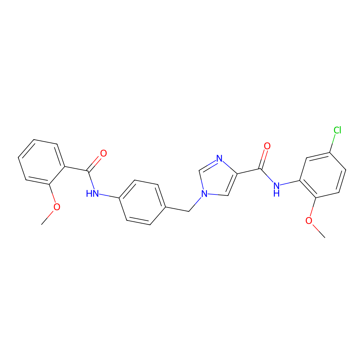 N-(5-chloro-2-methoxyphenyl)-1-(4-(2-methoxybenzamido)benzyl)-1H-imidazole-4-carboxamide molecular structure, CAS 2034355-51-4