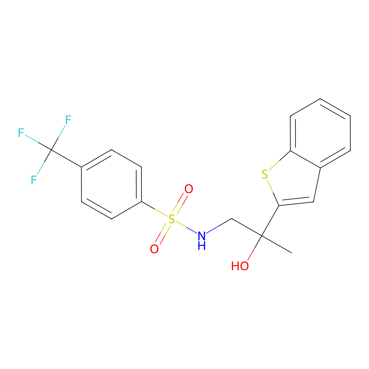 N-(2-(benzo[b]thiophen-2-yl)-2-hydroxypropyl)-4-(trifluoromethyl)benzenesulfonamide molecular structure, CAS 2034355-55-8