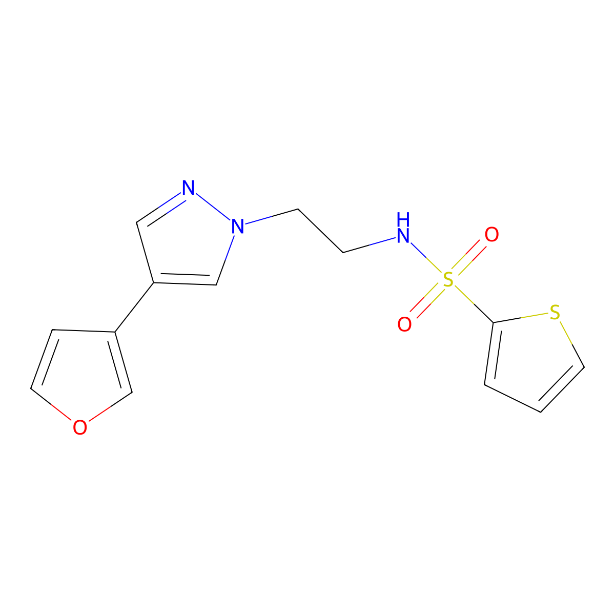 N-(2-(4-(furan-3-yl)-1H-pyrazol-1-yl)ethyl)thiophene-2-sulfonamide molecular structure, CAS 2034355-56-9