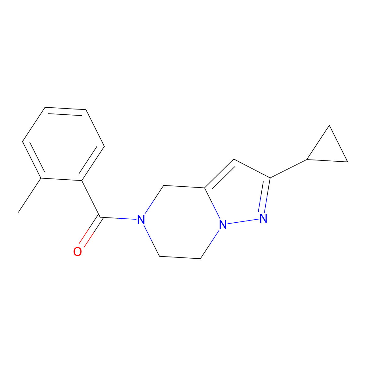 (2-cyclopropyl-6,7-dihydropyrazolo[1,5-a]pyrazin-5(4H)-yl)(o-tolyl)methanone molecular structure, CAS 2034355-64-9