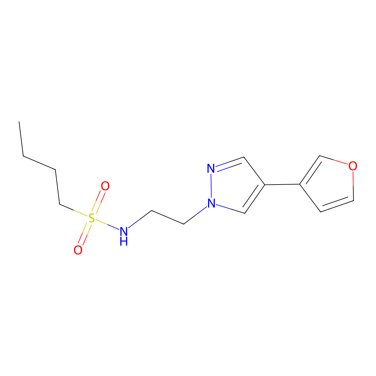 N-{2-[4-(furan-3-yl)-1H-pyrazol-1-yl]ethyl}butane-1-sulfonamide molecular structure, CAS 2034355-67-2