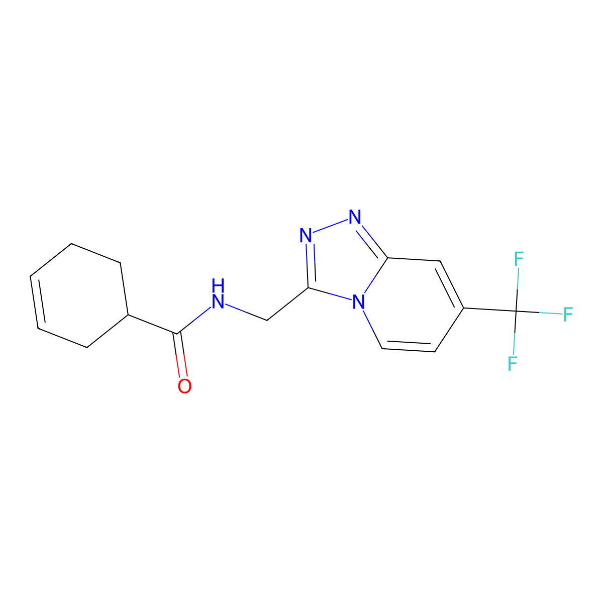 N-((7-(trifluoromethyl)-[1,2,4]triazolo[4,3-a]pyridin-3-yl)methyl)cyclohex-3-enecarboxamide molecular structure, CAS 2034355-69-4