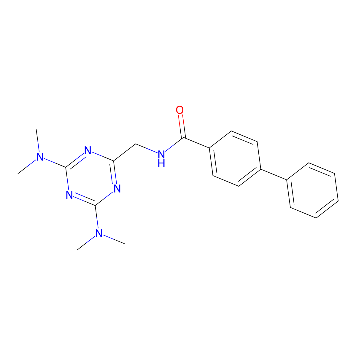 N-((4,6-bis(dimethylamino)-1,3,5-triazin-2-yl)methyl)-[1,1'-biphenyl]-4-carboxamide molecular structure, CAS 2034355-77-4