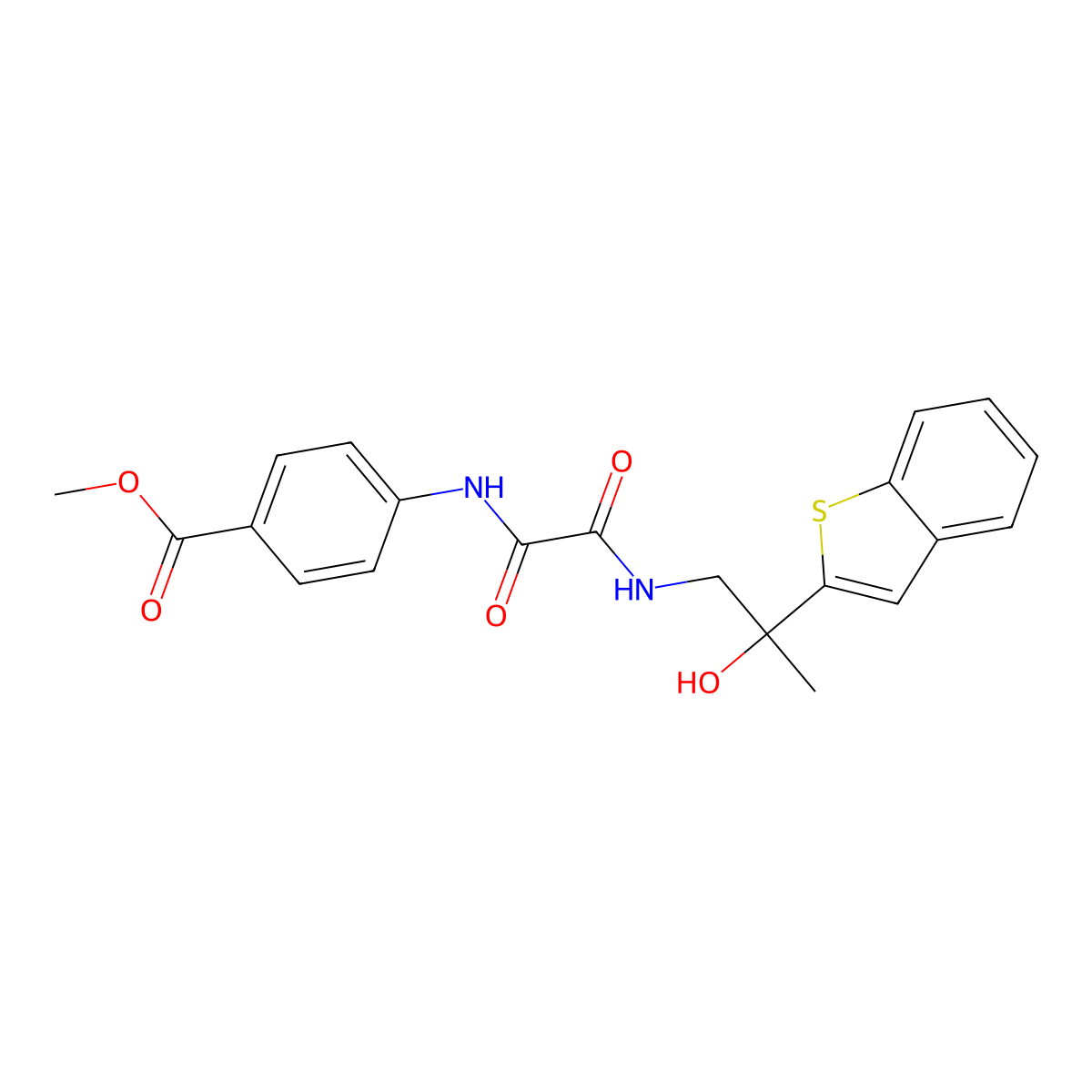 Methyl 4-(2-((2-(benzo[b]thiophen-2-yl)-2-hydroxypropyl)amino)-2-oxoacetamido)benzoate molecular structure, CAS 2034355-84-3