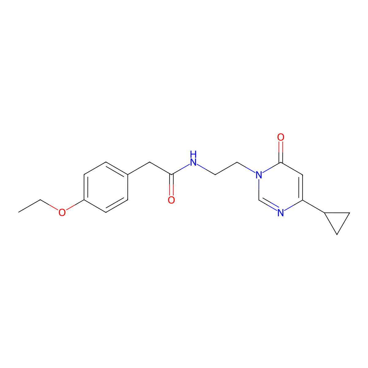 N-[2-(4-cyclopropyl-6-oxo-1,6-dihydropyrimidin-1-yl)ethyl]-2-(4-ethoxyphenyl)acetamide molecular structure, CAS 2034355-99-0