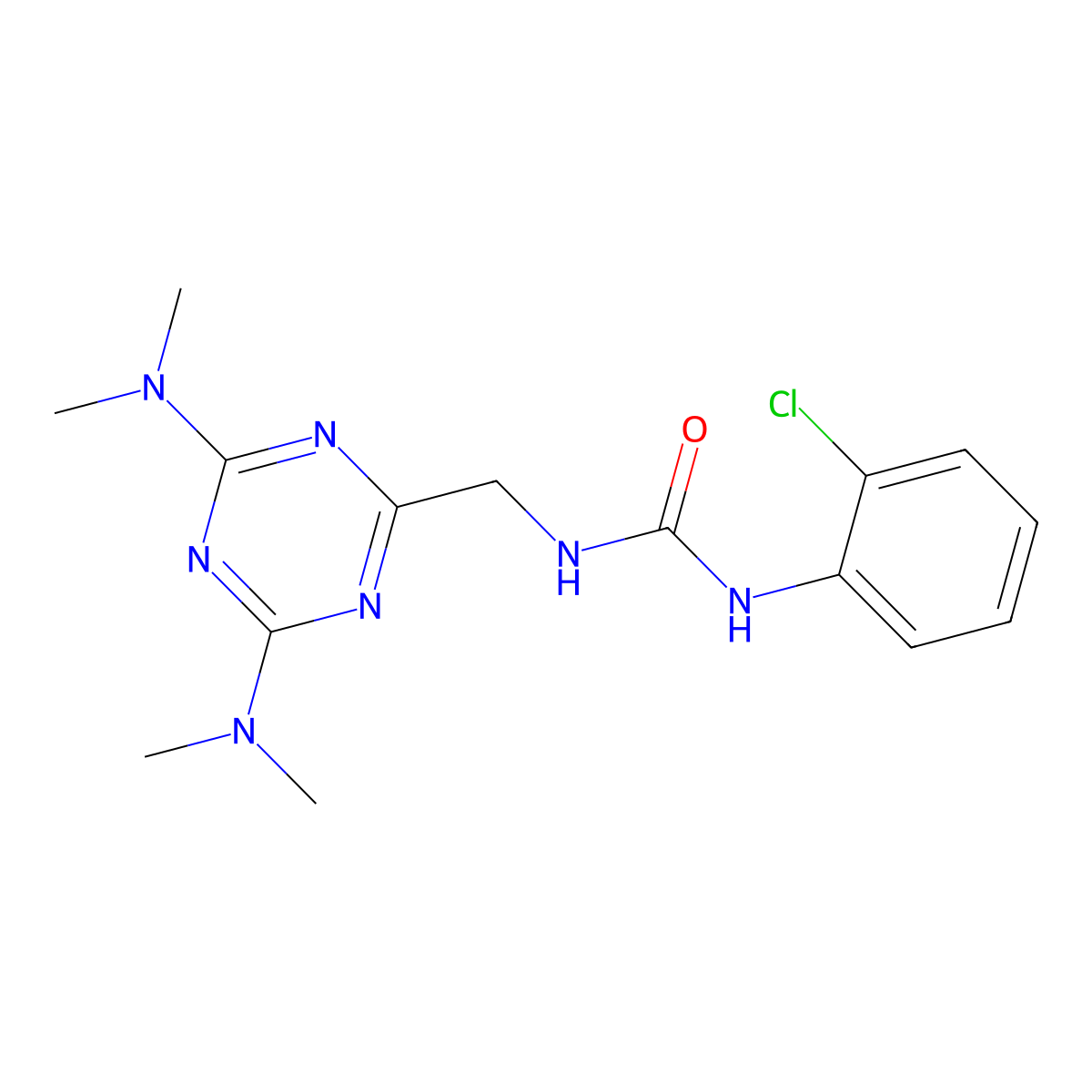 1-((4,6-Bis(dimethylamino)-1,3,5-triazin-2-yl)methyl)-3-(2-chlorophenyl)urea molecular structure, CAS 2034356-01-7
