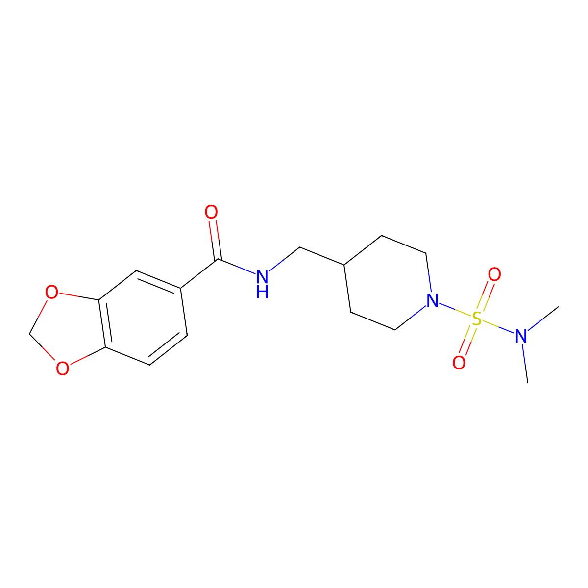 N-((1-(N,N-dimethylsulfamoyl)piperidin-4-yl)methyl)benzo[d][1,3]dioxole-5-carboxamide molecular structure, CAS 2034356-02-8