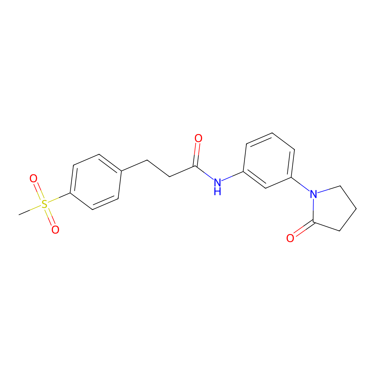 3-(4-(methylsulfonyl)phenyl)-N-(3-(2-oxopyrrolidin-1-yl)phenyl)propanamide molecular structure, CAS 2034356-04-0