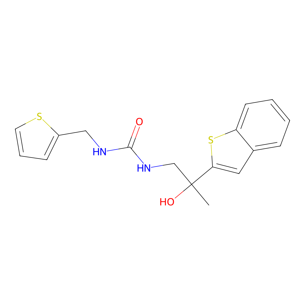 1-(2-(Benzo[b]thiophen-2-yl)-2-hydroxypropyl)-3-(thiophen-2-ylmethyl)urea molecular structure, CAS 2034356-07-3