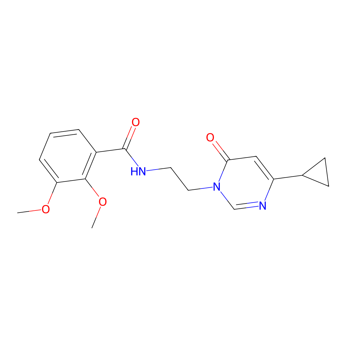 N-(2-(4-cyclopropyl-6-oxopyrimidin-1(6H)-yl)ethyl)-2,3-dimethoxybenzamide molecular structure, CAS 2034356-09-5