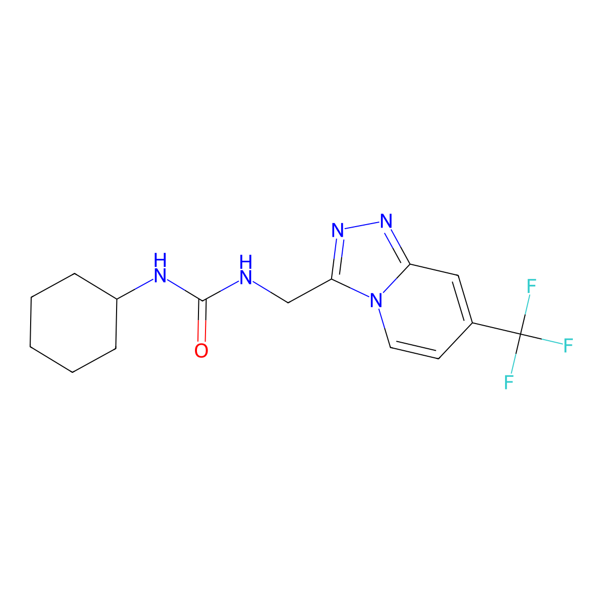 1-Cyclohexyl-3-{[7-(trifluoromethyl)-[1,2,4]triazolo[4,3-a]pyridin-3-yl]methyl}urea molecular structure, CAS 2034356-10-8