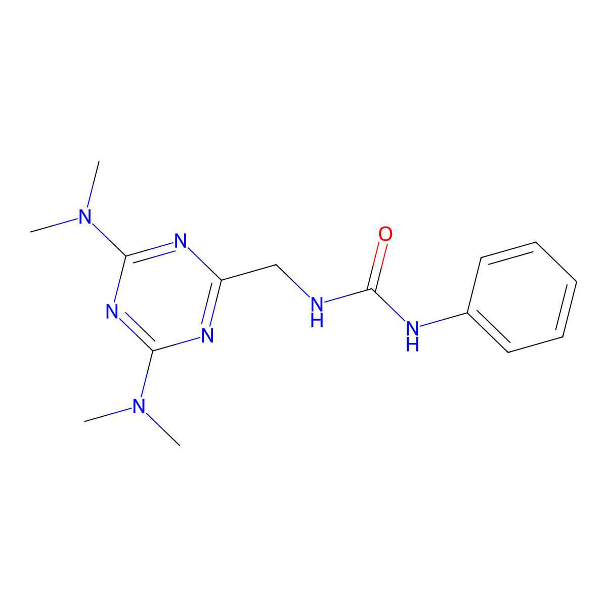 1-((4,6-Bis(dimethylamino)-1,3,5-triazin-2-yl)methyl)-3-phenylurea molecular structure, CAS 2034356-11-9