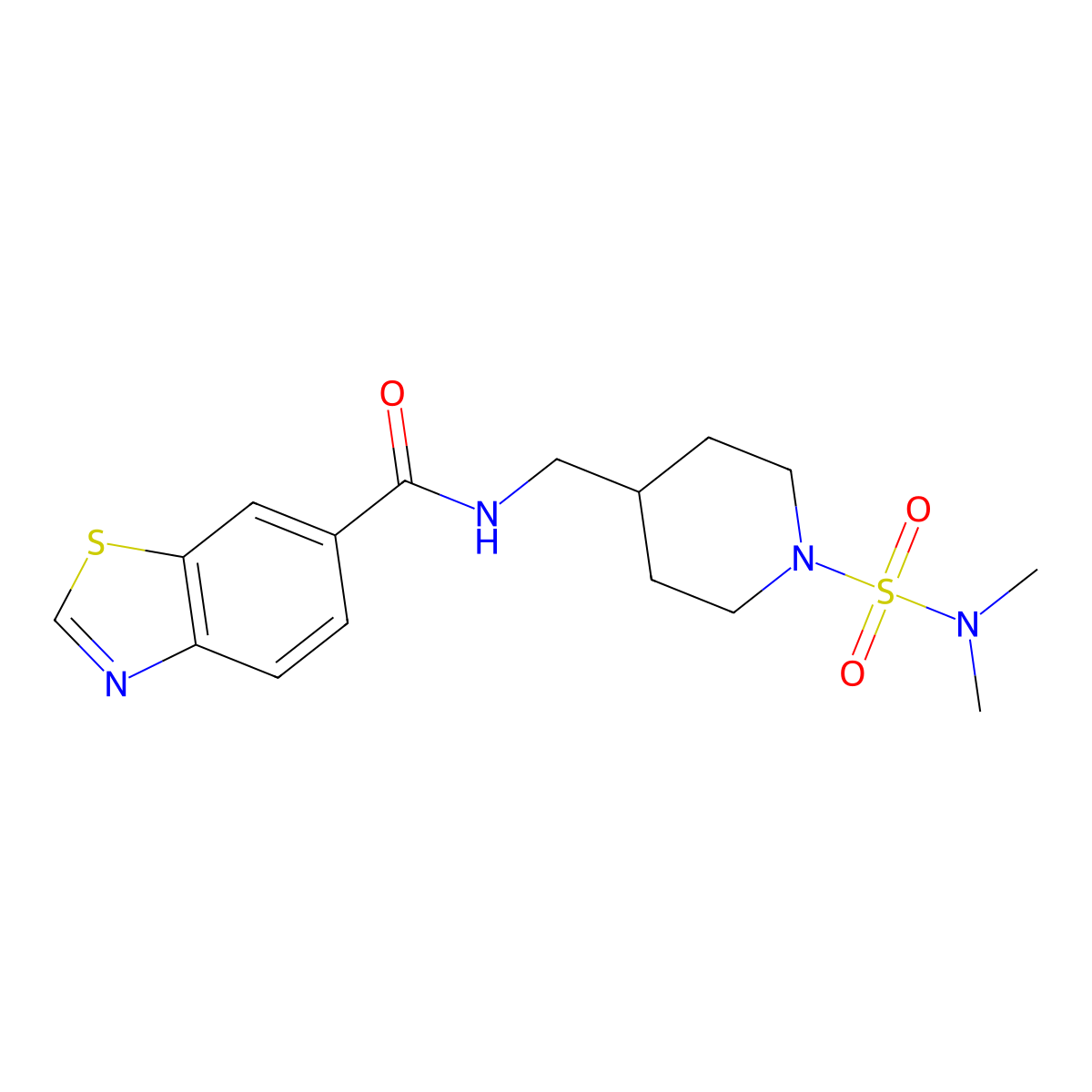 N-((1-(N,N-dimethylsulfamoyl)piperidin-4-yl)methyl)benzo[d]thiazole-6-carboxamide molecular structure, CAS 2034356-15-3
