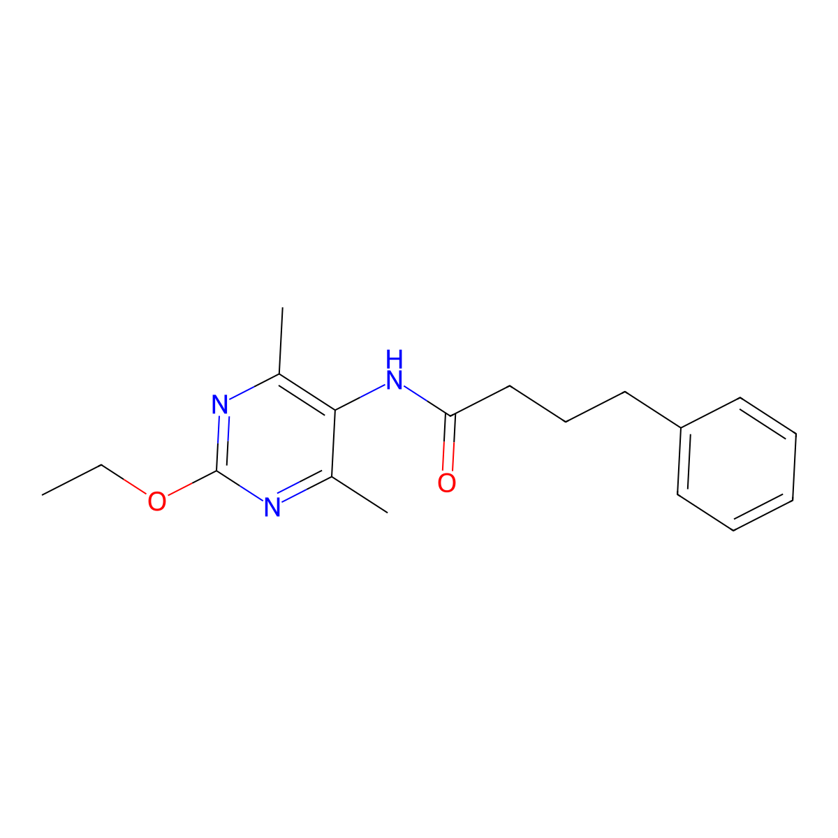N-(2-ethoxy-4,6-dimethylpyrimidin-5-yl)-4-phenylbutanamide molecular structure, CAS 2034356-21-1