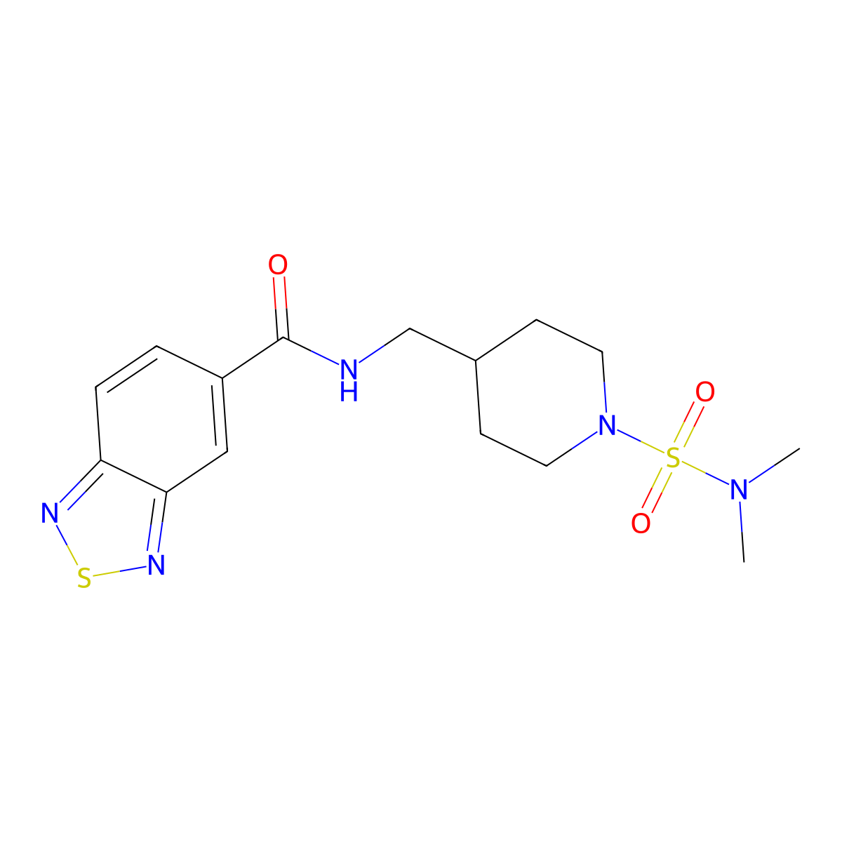 N-((1-(N,N-dimethylsulfamoyl)piperidin-4-yl)methyl)benzo[c][1,2,5]thiadiazole-5-carboxamide molecular structure, CAS 2034356-22-2