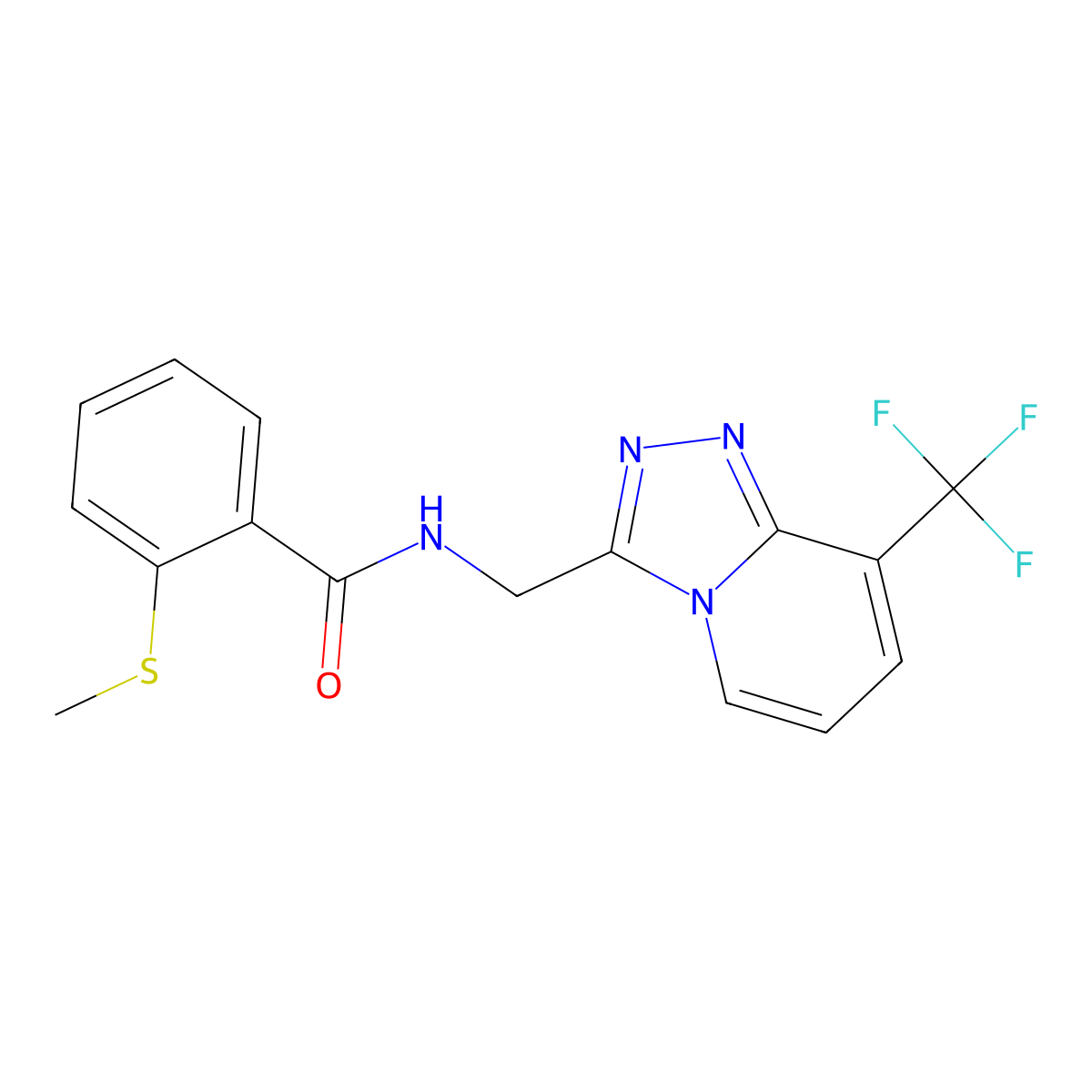 2-(methylthio)-N-((8-(trifluoromethyl)-[1,2,4]triazolo[4,3-a]pyridin-3-yl)methyl)benzamide molecular structure, CAS 2034356-30-2
