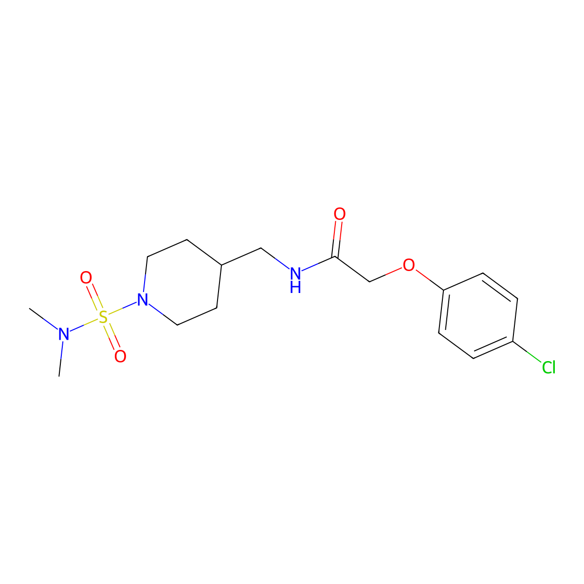 2-(4-chlorophenoxy)-N-((1-(N,N-dimethylsulfamoyl)piperidin-4-yl)methyl)acetamide molecular structure, CAS 2034356-31-3