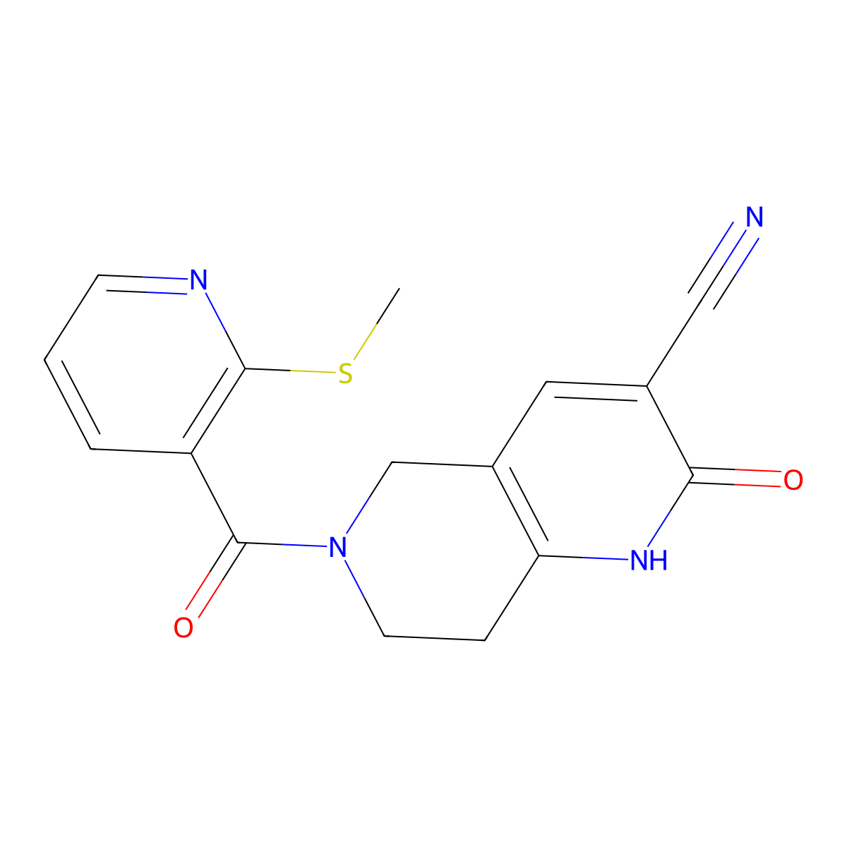 6-(2-(Methylthio)nicotinoyl)-2-oxo-1,2,5,6,7,8-hexahydro-1,6-naphthyridine-3-carbonitrile molecular structure, CAS 2034356-34-6