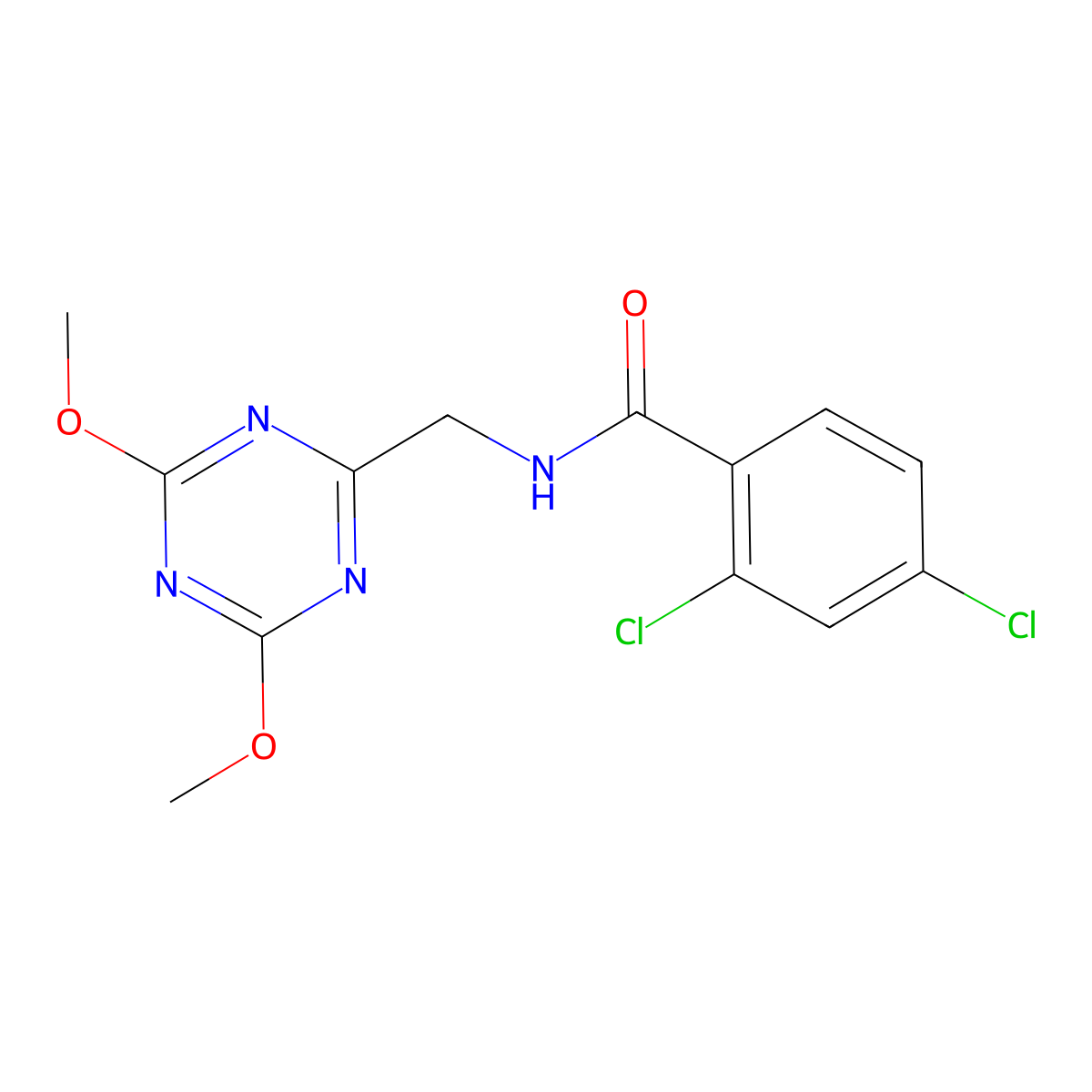 2,4-dichloro-N-[(4,6-dimethoxy-1,3,5-triazin-2-yl)methyl]benzamide molecular structure, CAS 2034356-35-7