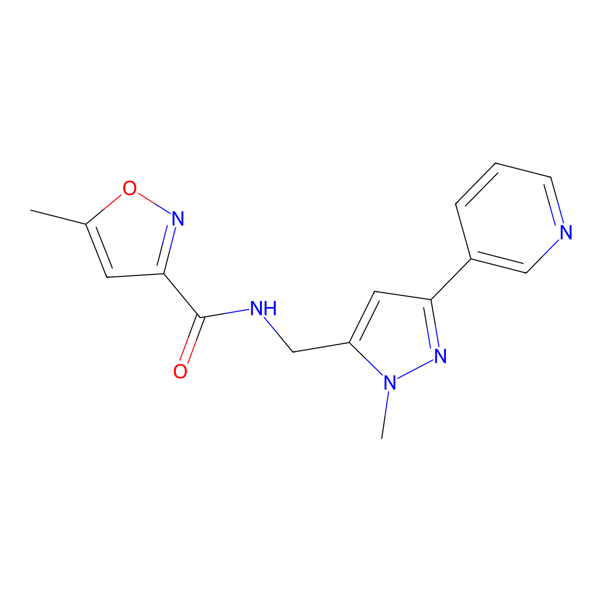 5-methyl-N-((1-methyl-3-(pyridin-3-yl)-1H-pyrazol-5-yl)methyl)isoxazole-3-carboxamide molecular structure, CAS 2034356-37-9