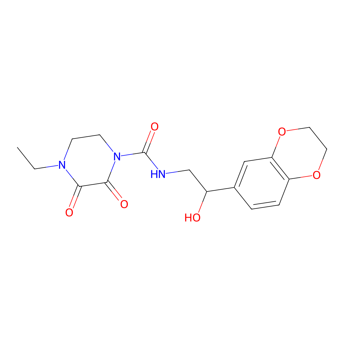 N-(2-(2,3-dihydrobenzo[b][1,4]dioxin-6-yl)-2-hydroxyethyl)-4-ethyl-2,3-dioxopiperazine-1-carboxamide molecular structure, CAS 2034356-38-0