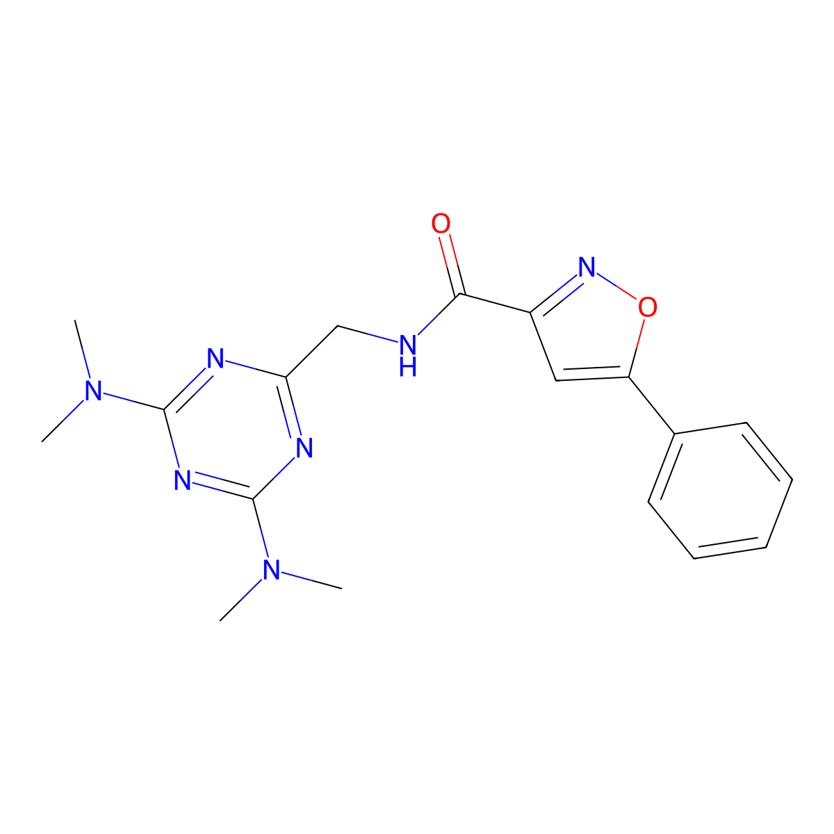 N-((4,6-bis(dimethylamino)-1,3,5-triazin-2-yl)methyl)-5-phenylisoxazole-3-carboxamide molecular structure, CAS 2034356-41-5